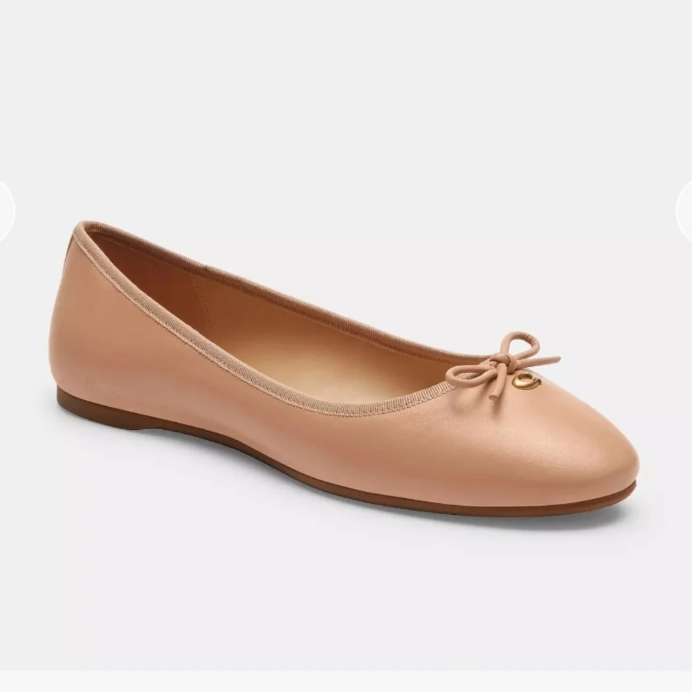 Coach Abigail Smooth Leather Ballet Flats Classic Casual Neutral Beechwood 9.5